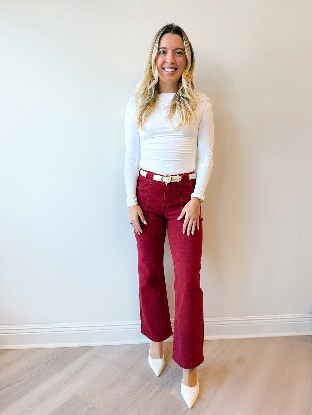 Kylie High Rise Ankle Flare Patch Pocket Pant