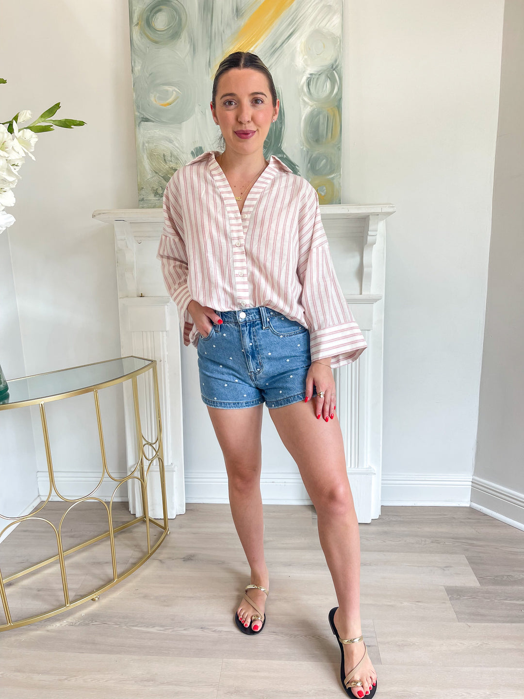 Mary Stripe Button-Down Top