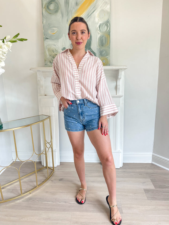 Mary Stripe Button-Down Top