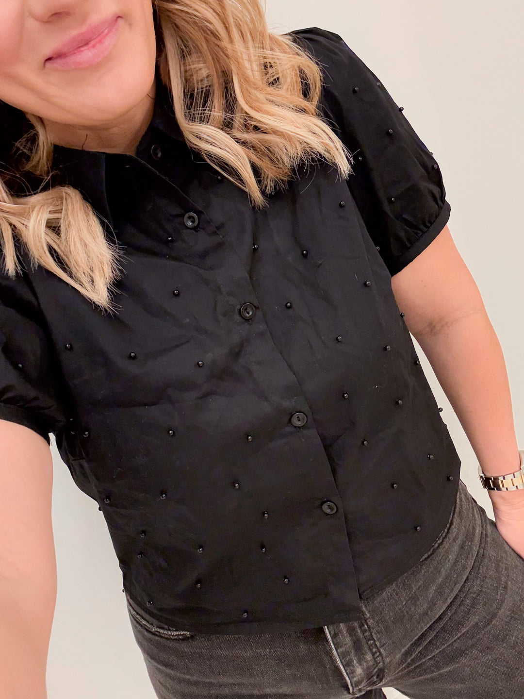 Irene Pearl Beaded Top