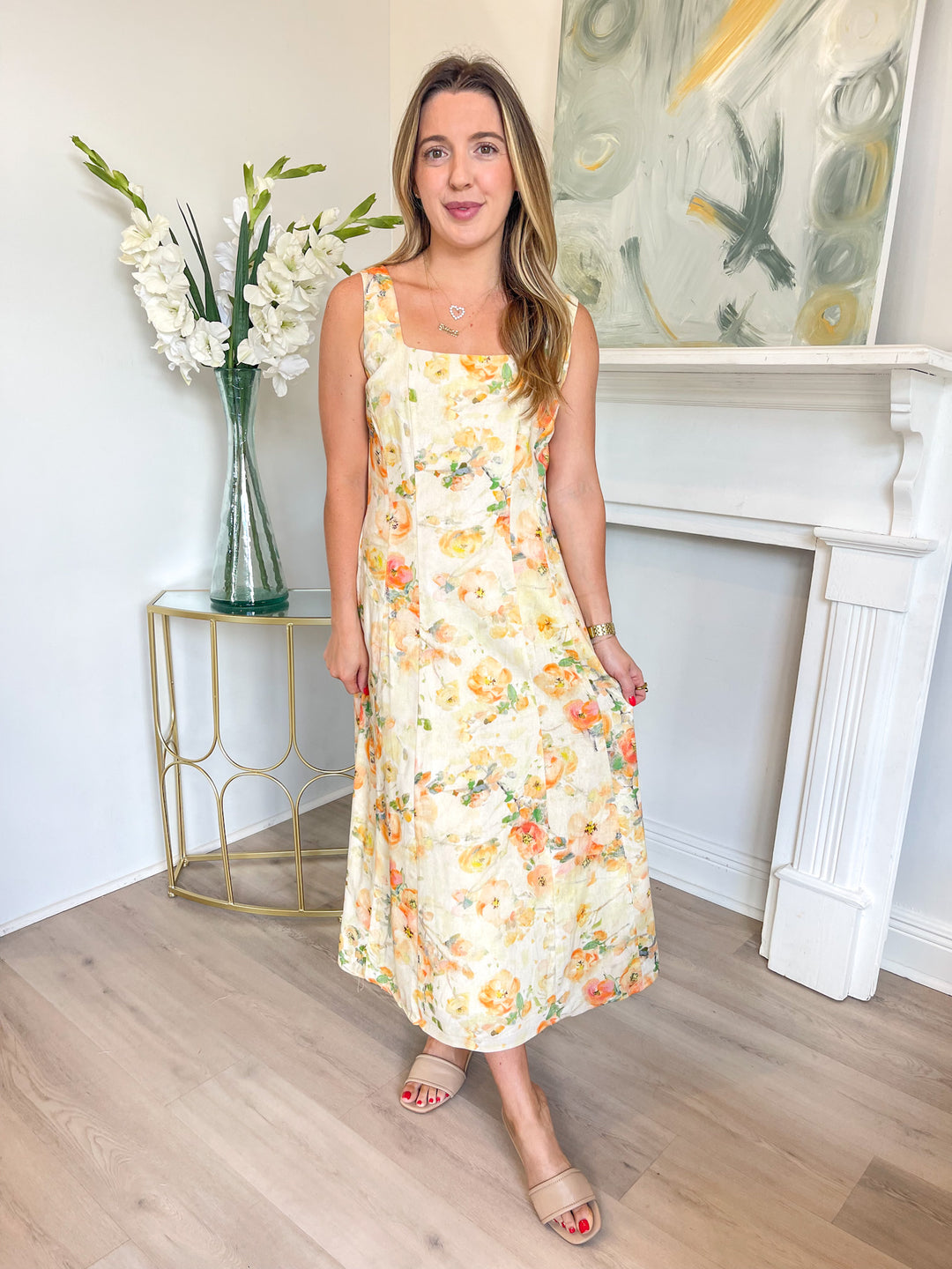 Woods Square Neck Midi Dress