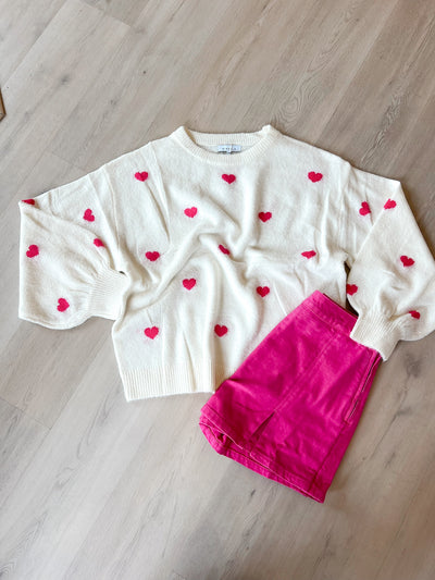 Fuzzy Hearts Sweater