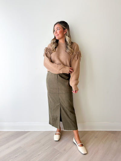 Kay Suede Midi Skirt
