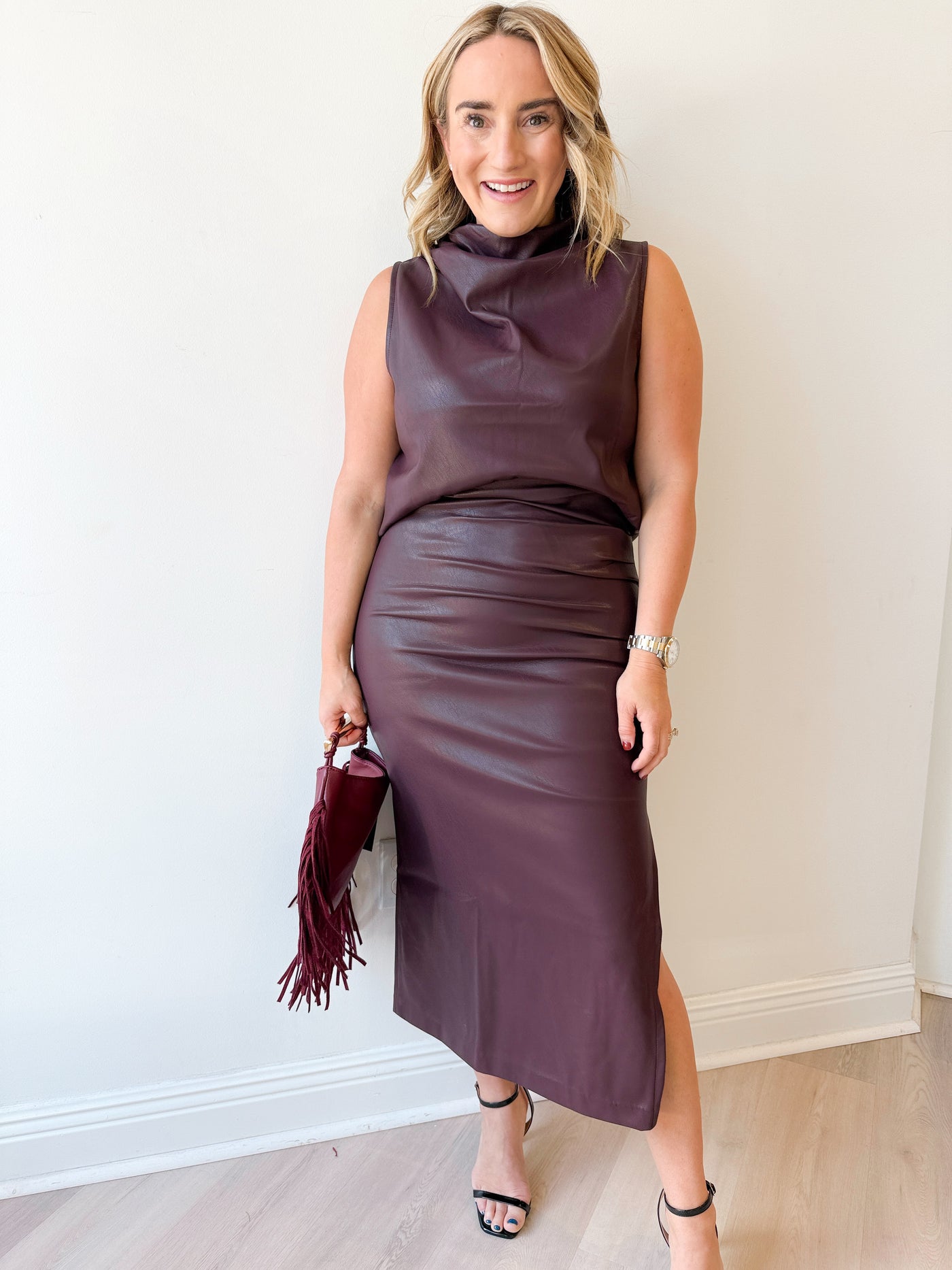 Colette Side Ruched Midi Skirt