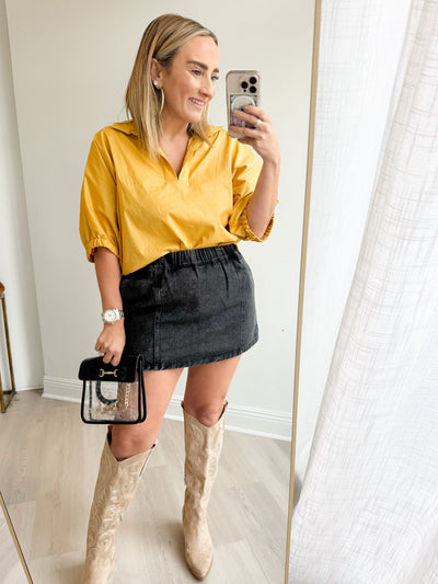 Faith Denim Skort Black