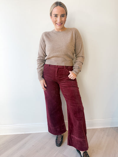 Nycole Corduroy Crop Wide High Rise Pant
