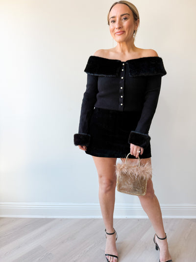 Tabathia Faux Fur Trim Sweater