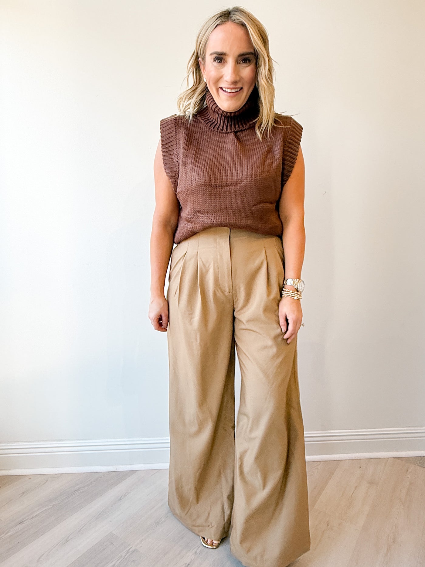 Coyle Turtleneck Slv. Less Sweater Brown