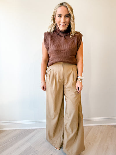 Coyle Turtleneck Slv. Less Sweater Brown