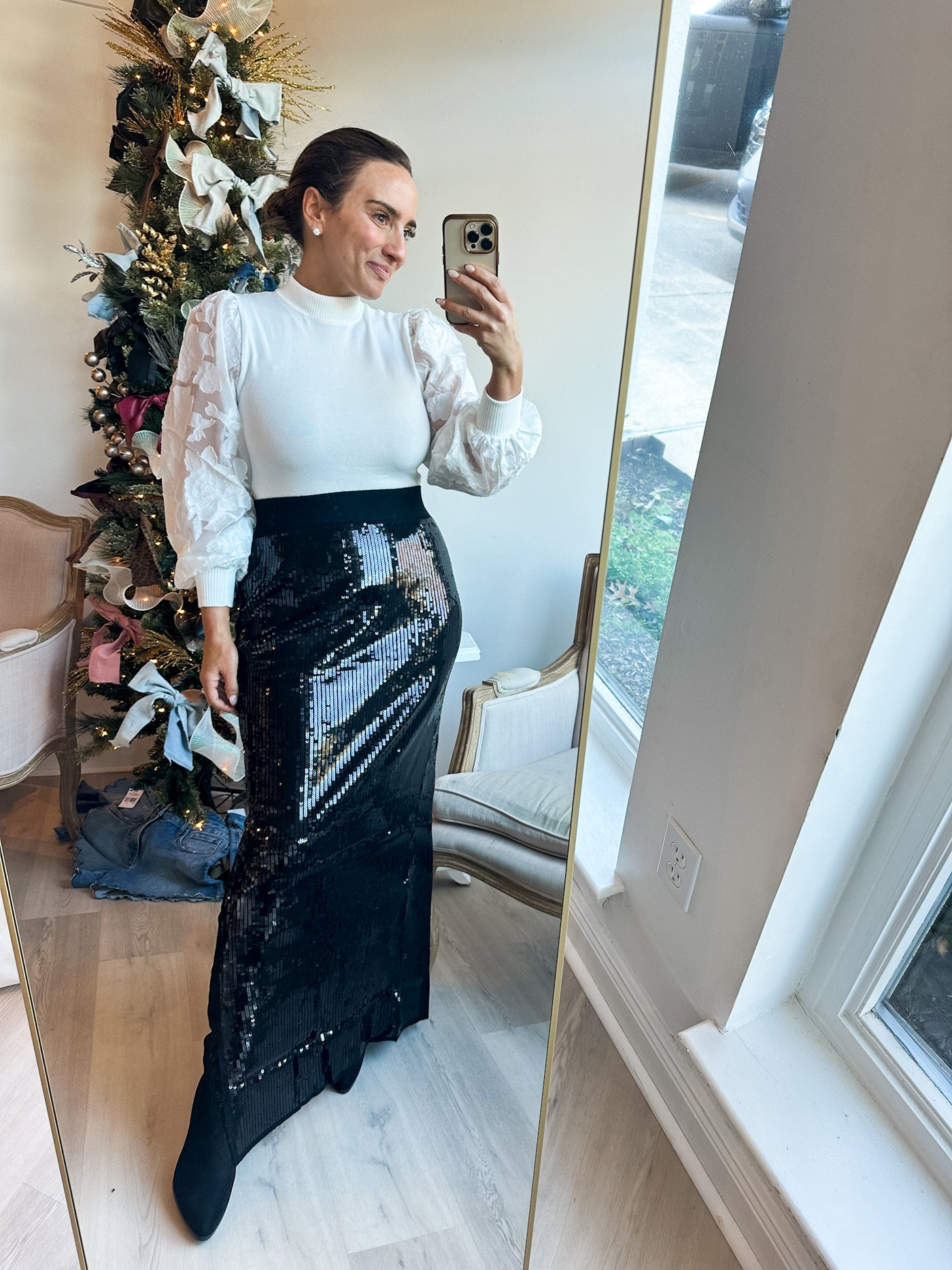 Carlie Knit Sequin Skirt black