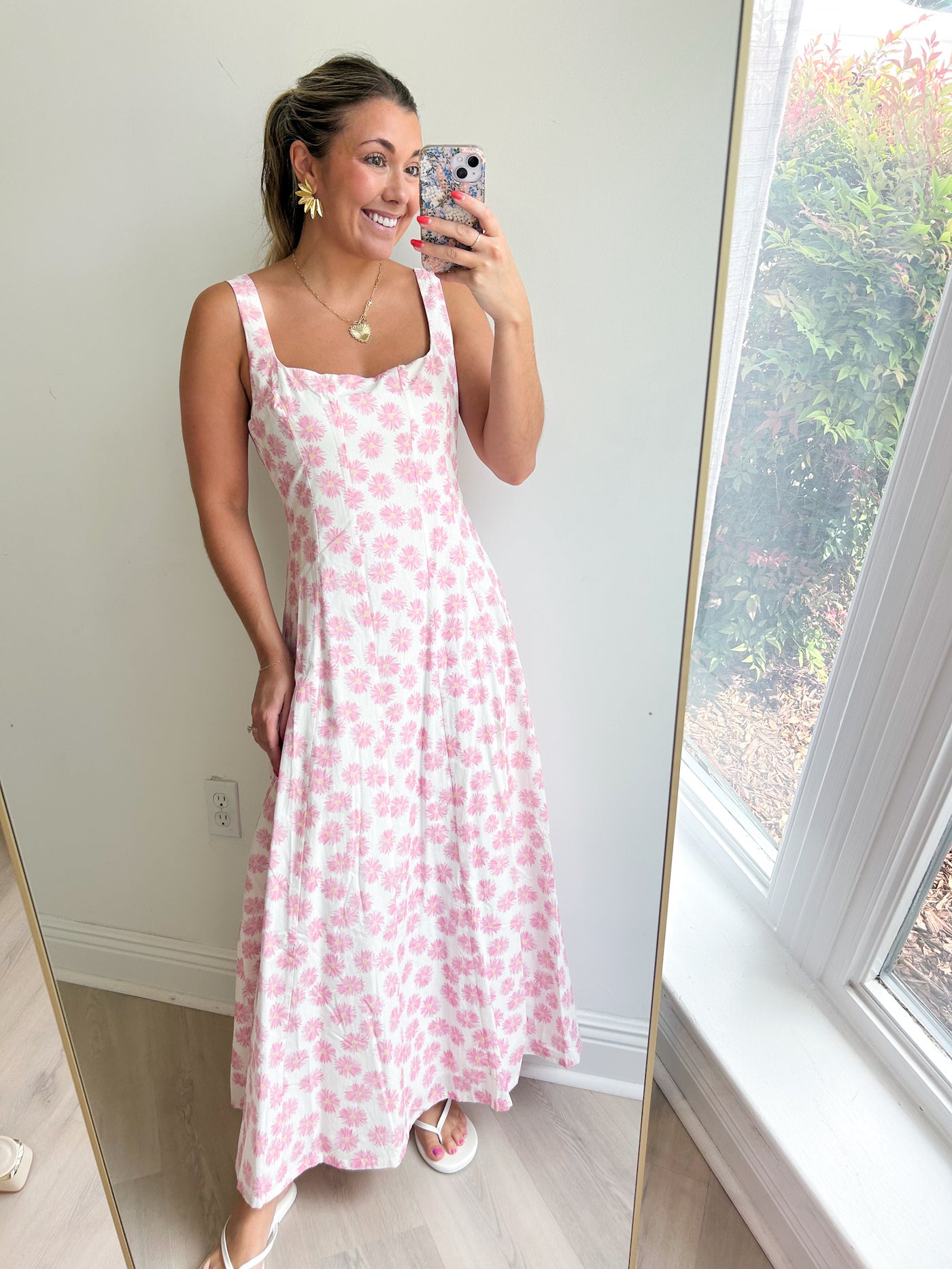 Floral Square Neck Maxi Dress