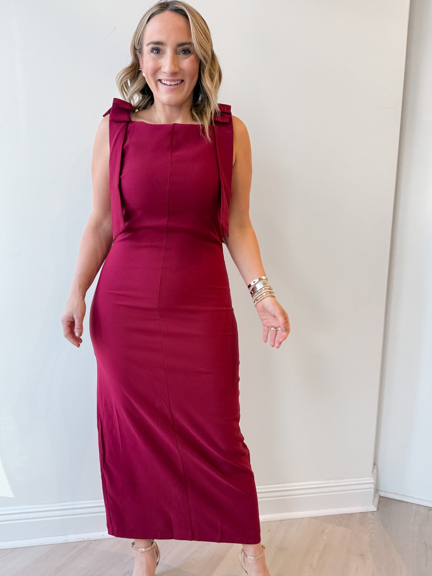 Charlie Bow Midi Dress Burgundy