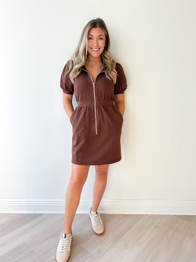 Shelly Zip Front Dress Espresso