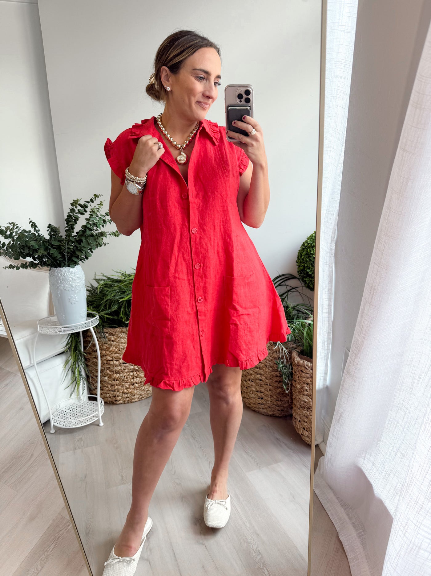 Remington Linen Dress red