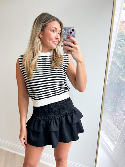 Hampton Knit Top black white