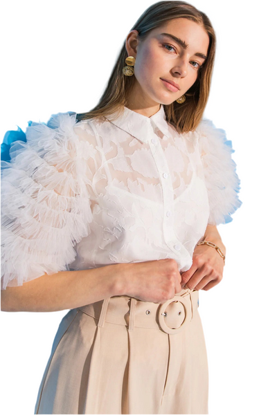 Fam Jacquard Tulle Slv. Shirt