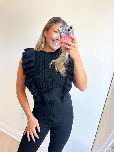 GirlyPop Ruffle Sweater Top