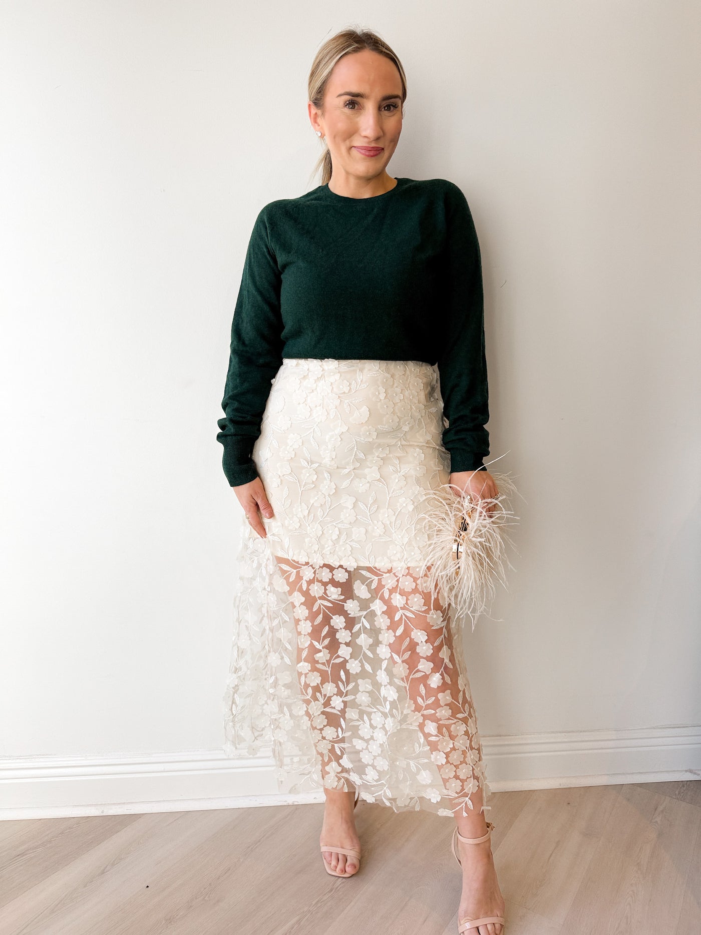 Jolie Floral Tulle Midi Skirt