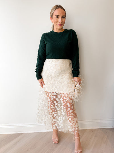Jolie Floral Tulle Midi Skirt