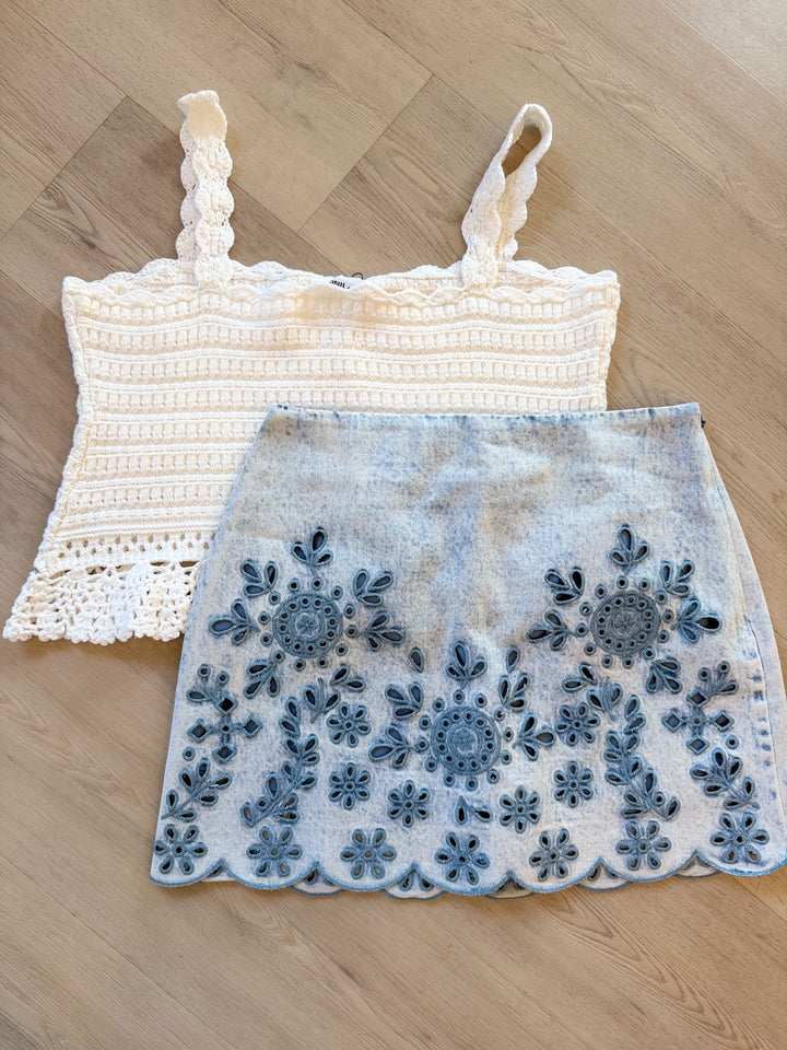 Kelli Denim Skort Acid Denim