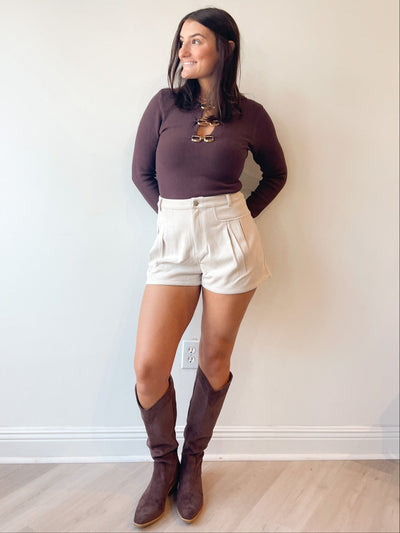 Going Suede Flare Shorts