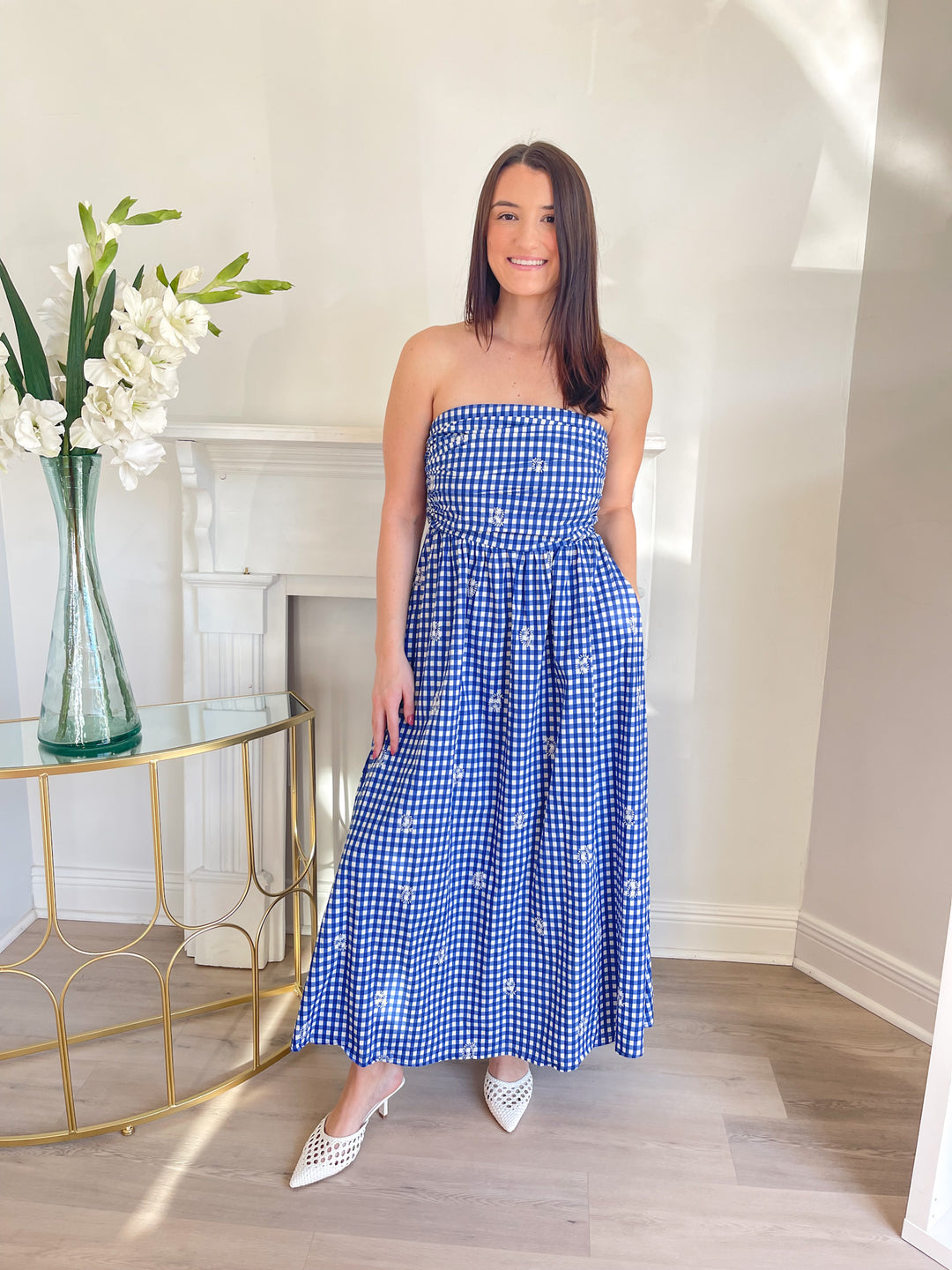 Azure Tube Maxi Dress Azure Lace / M