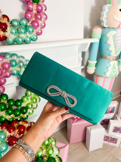 Satin Clutch DARK GREEN
