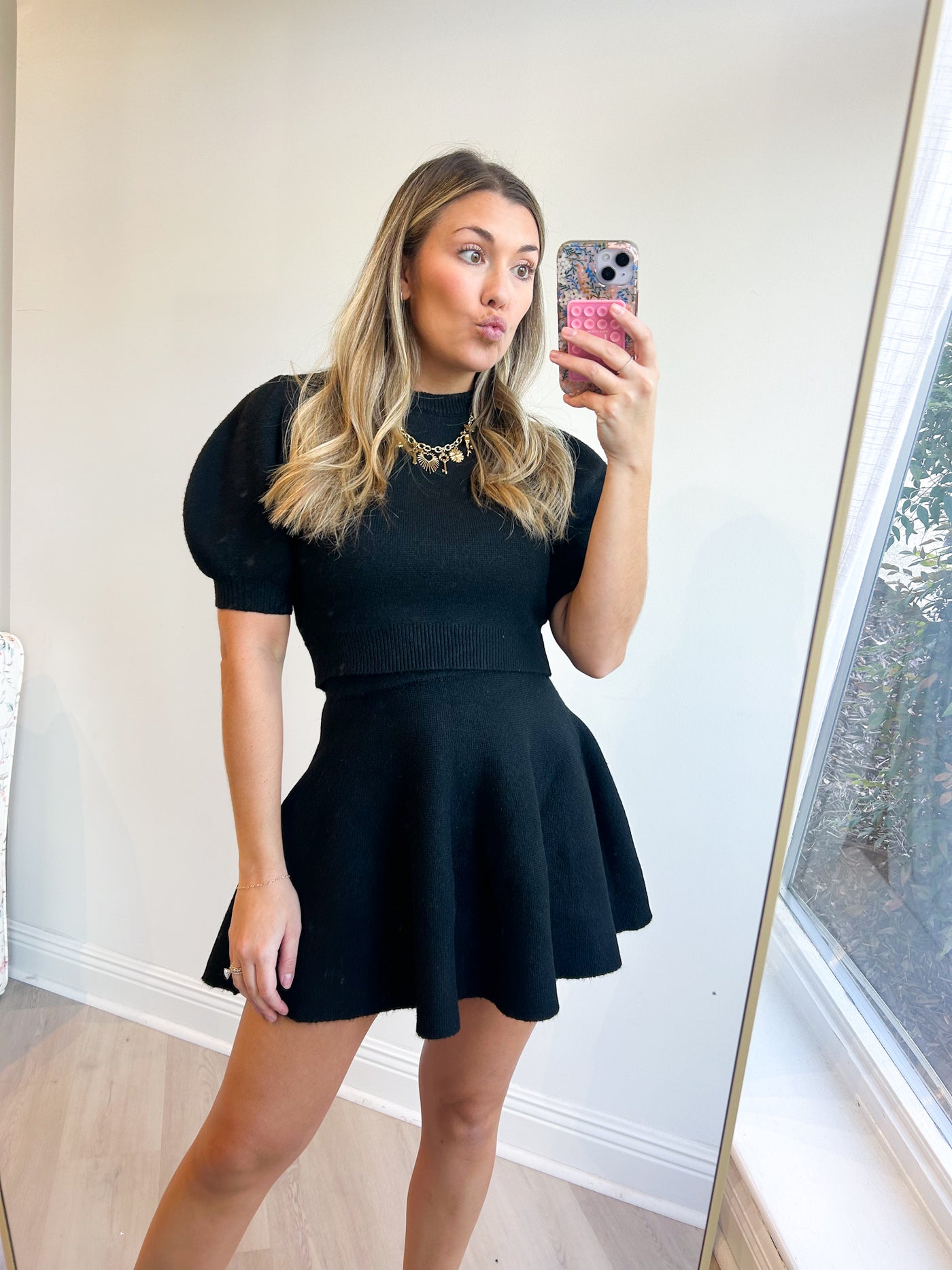Morgan Knit Skirt Set black