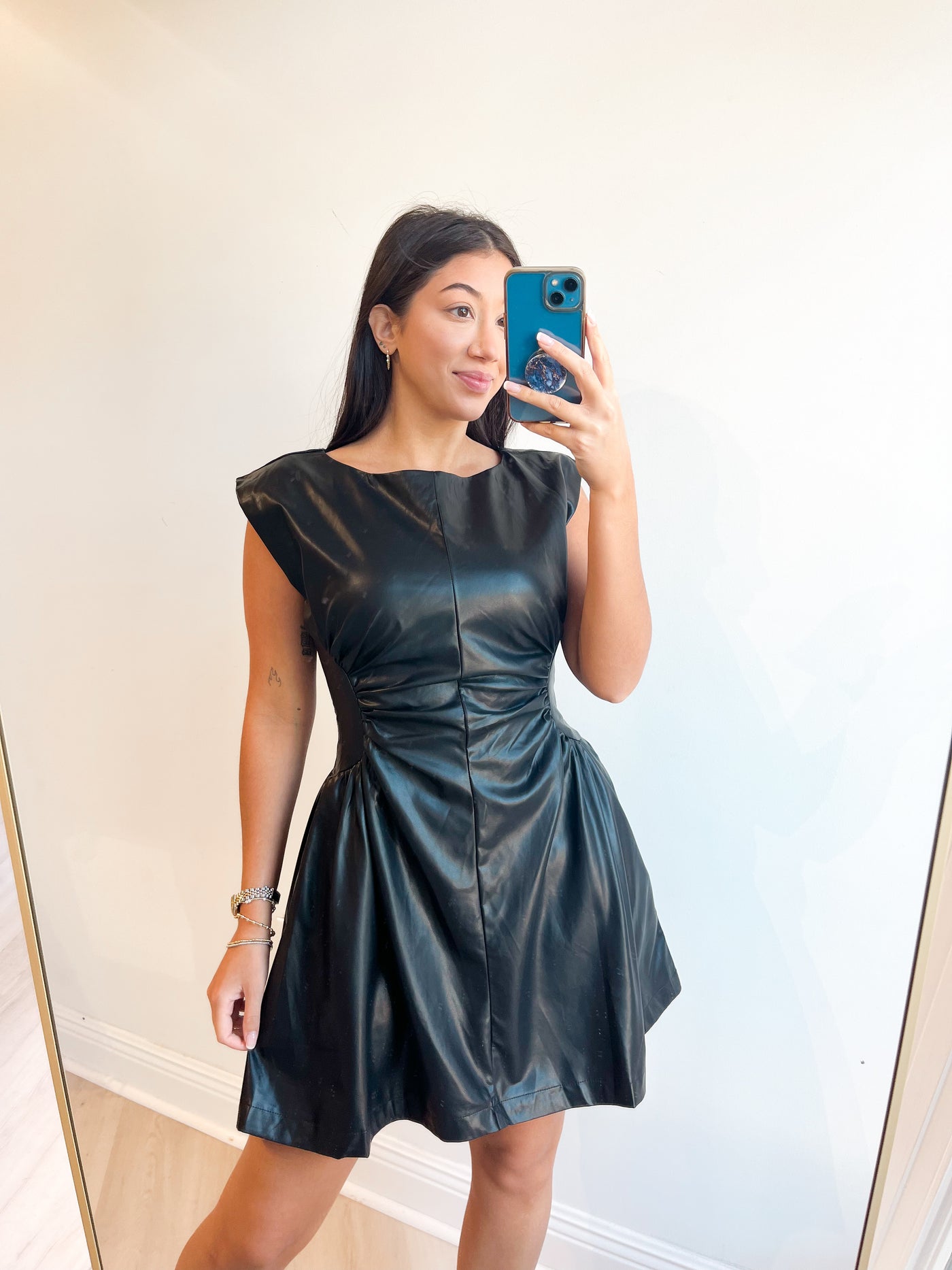 Snatched Vegan Leather Dress black