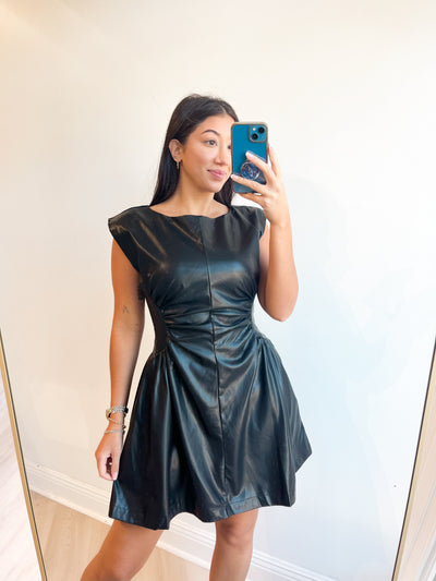 Snatched Vegan Leather Dress black