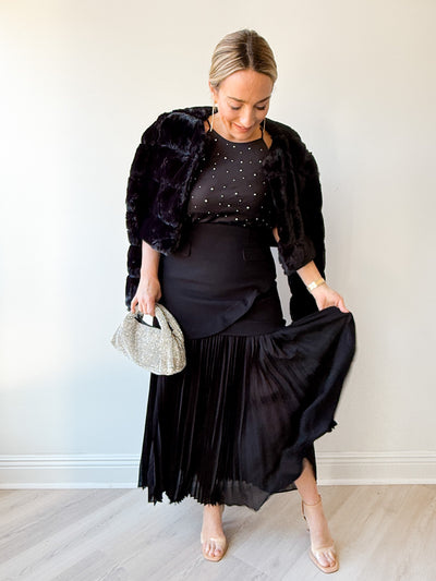 Deaile Contrast Layered Pleated Skirt