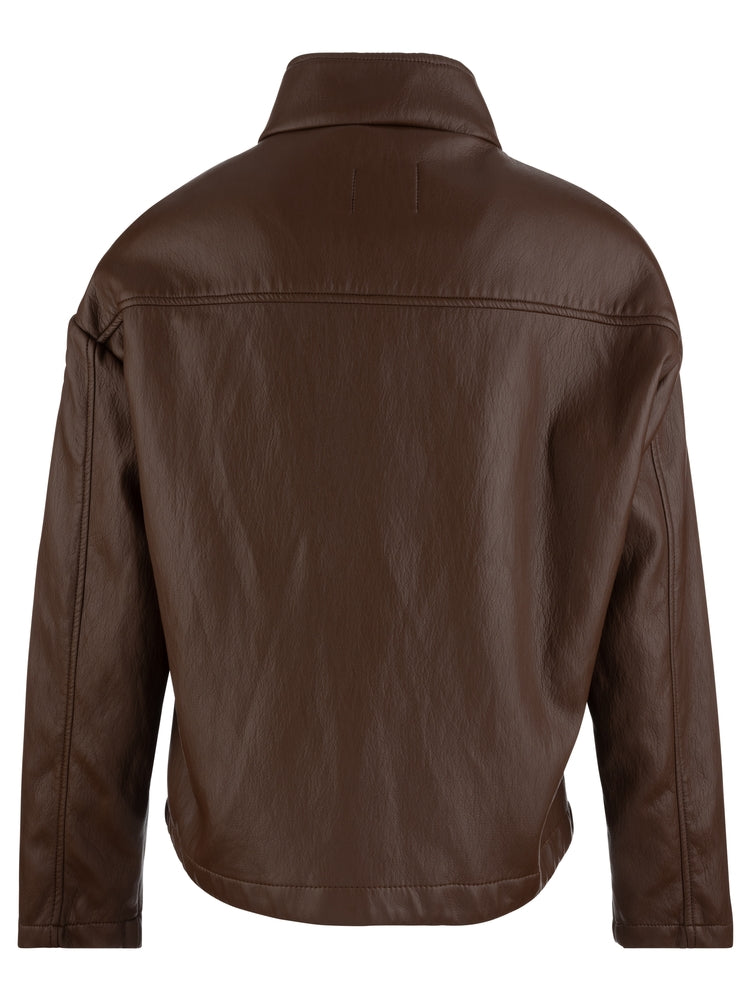 Wren Drop Shoulder Pu Leather Jacket