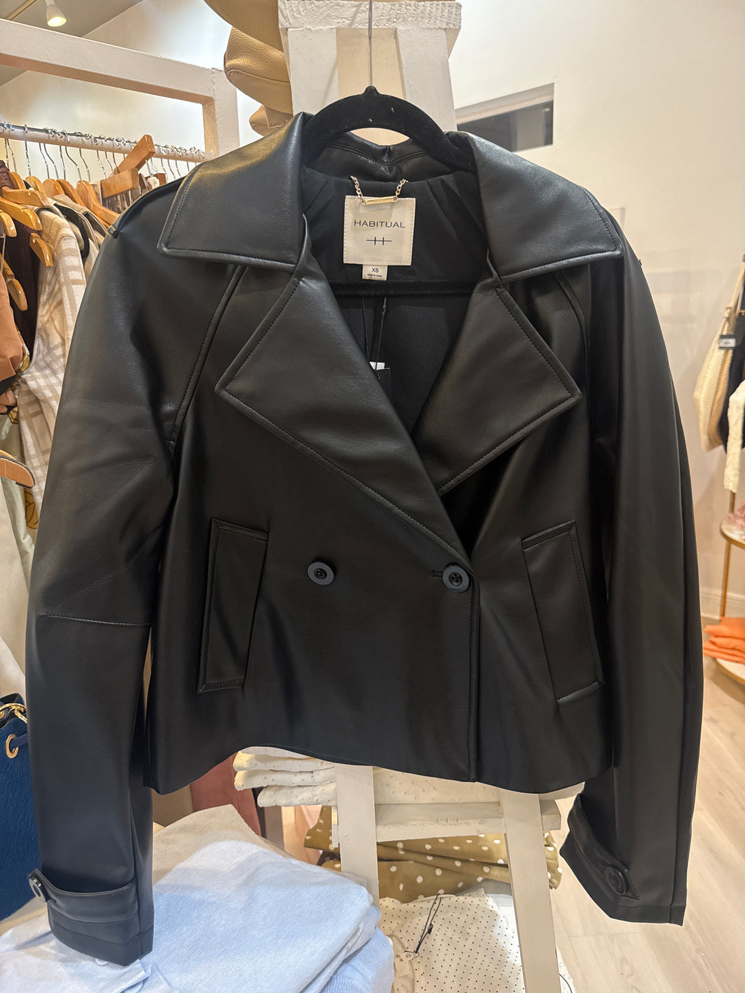 Carol Vegan Leather Cropped trench