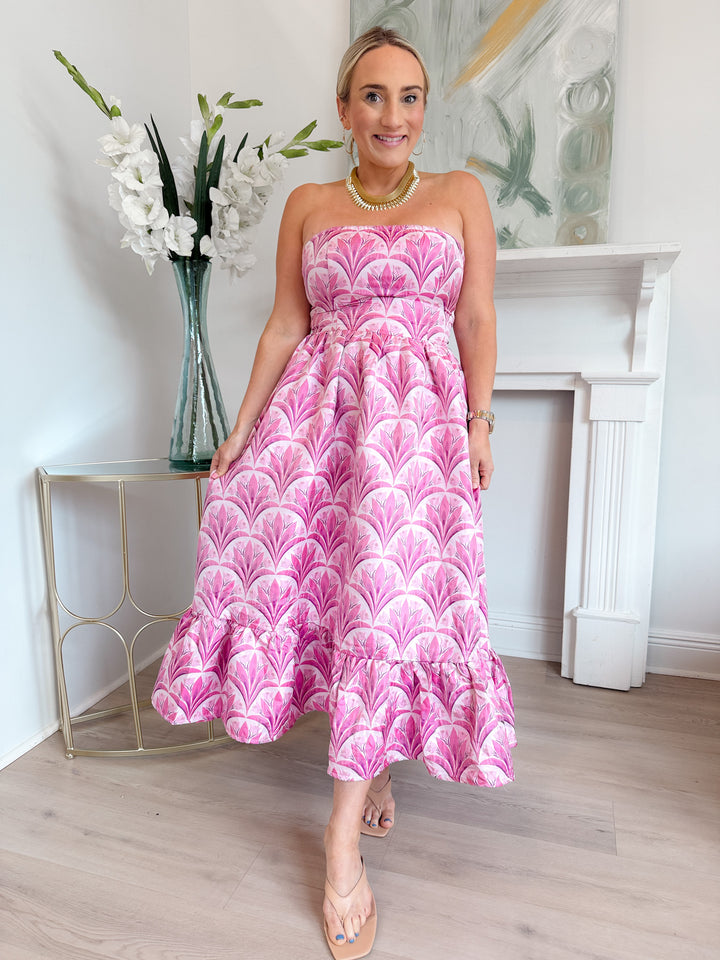 Aurra Floral Kiva Strapless Midi Dress