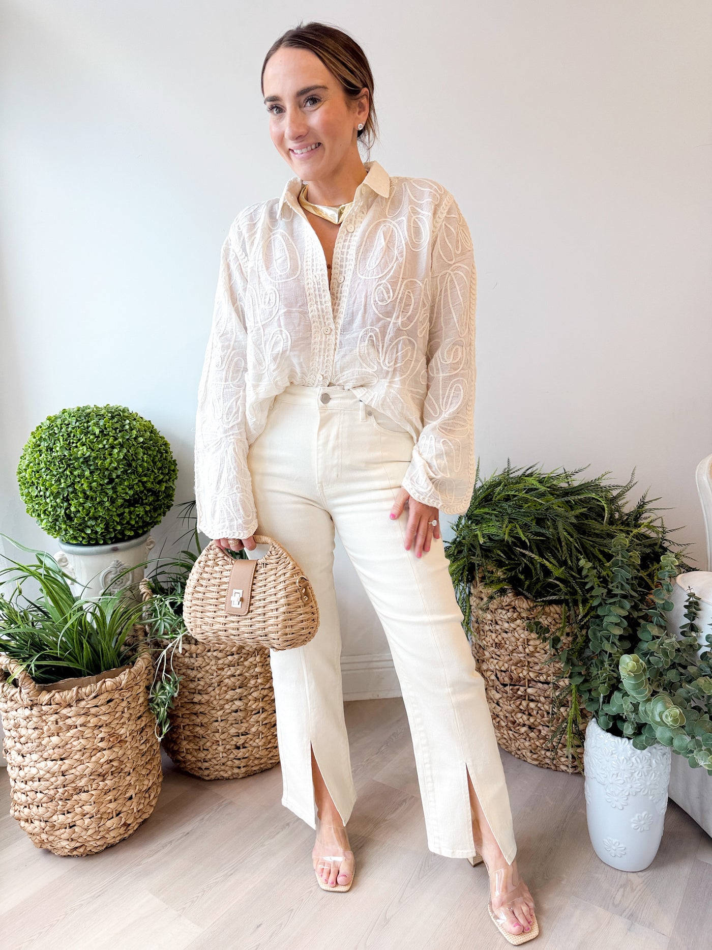 Scallop Hem Sheer Shirt