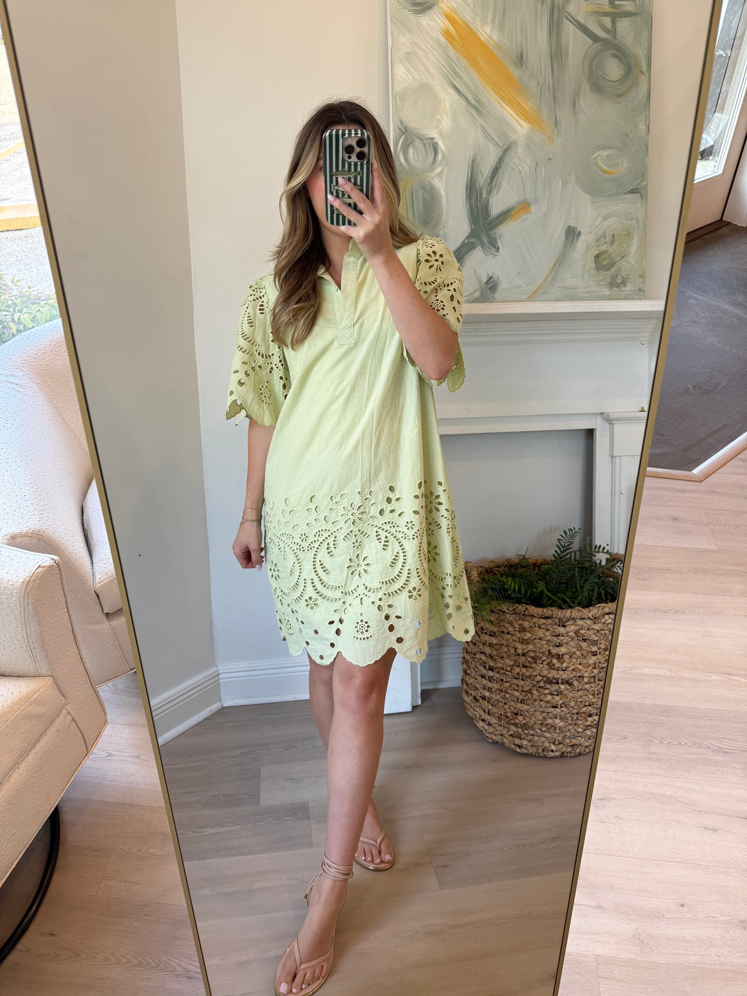 Kenzy Scallop Embroidered Mini Dress
