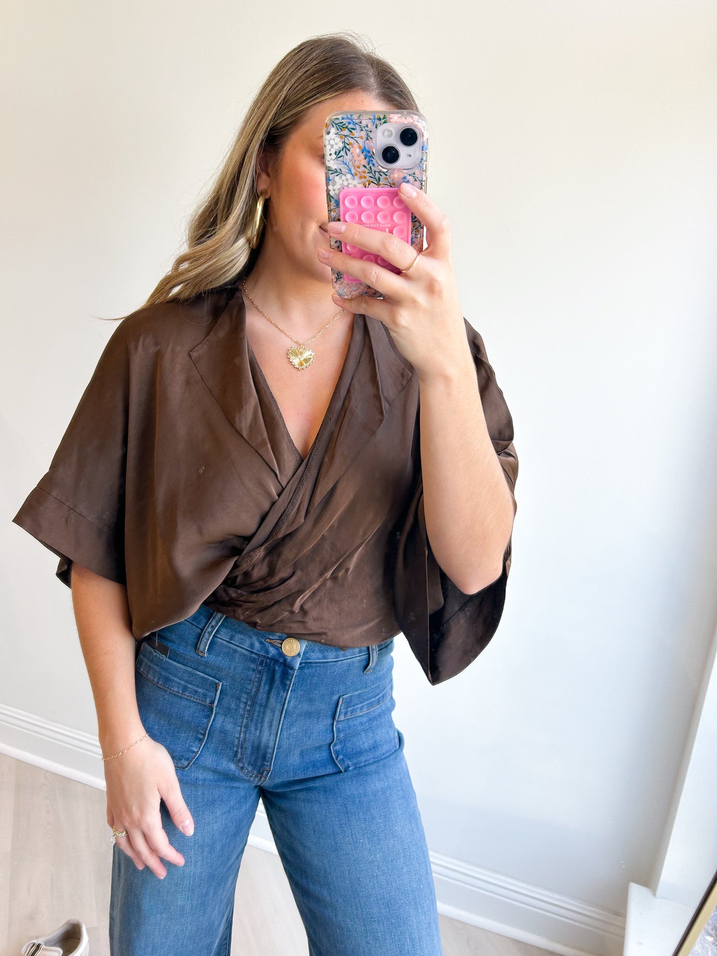 Julie Wrap Top Coffee OneSize