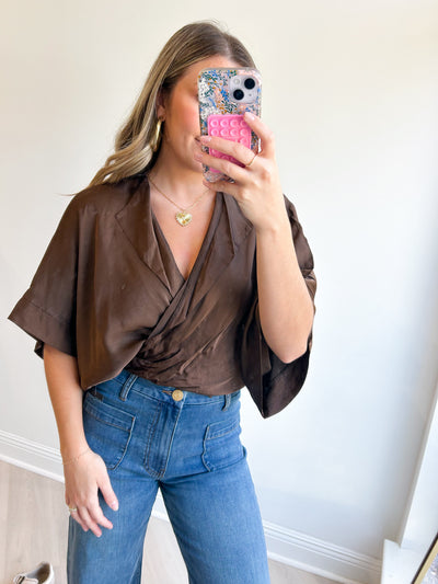 Julie Wrap Top Coffee OneSize