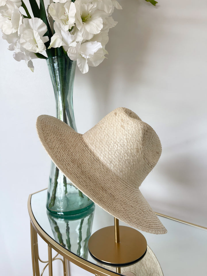 Natural Palm Leaf Straw Panama Hat Ivory O S