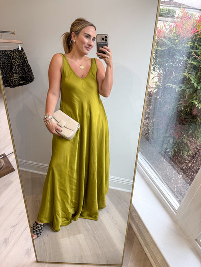 Catherine Silk Dress Pickle Green OneSize
