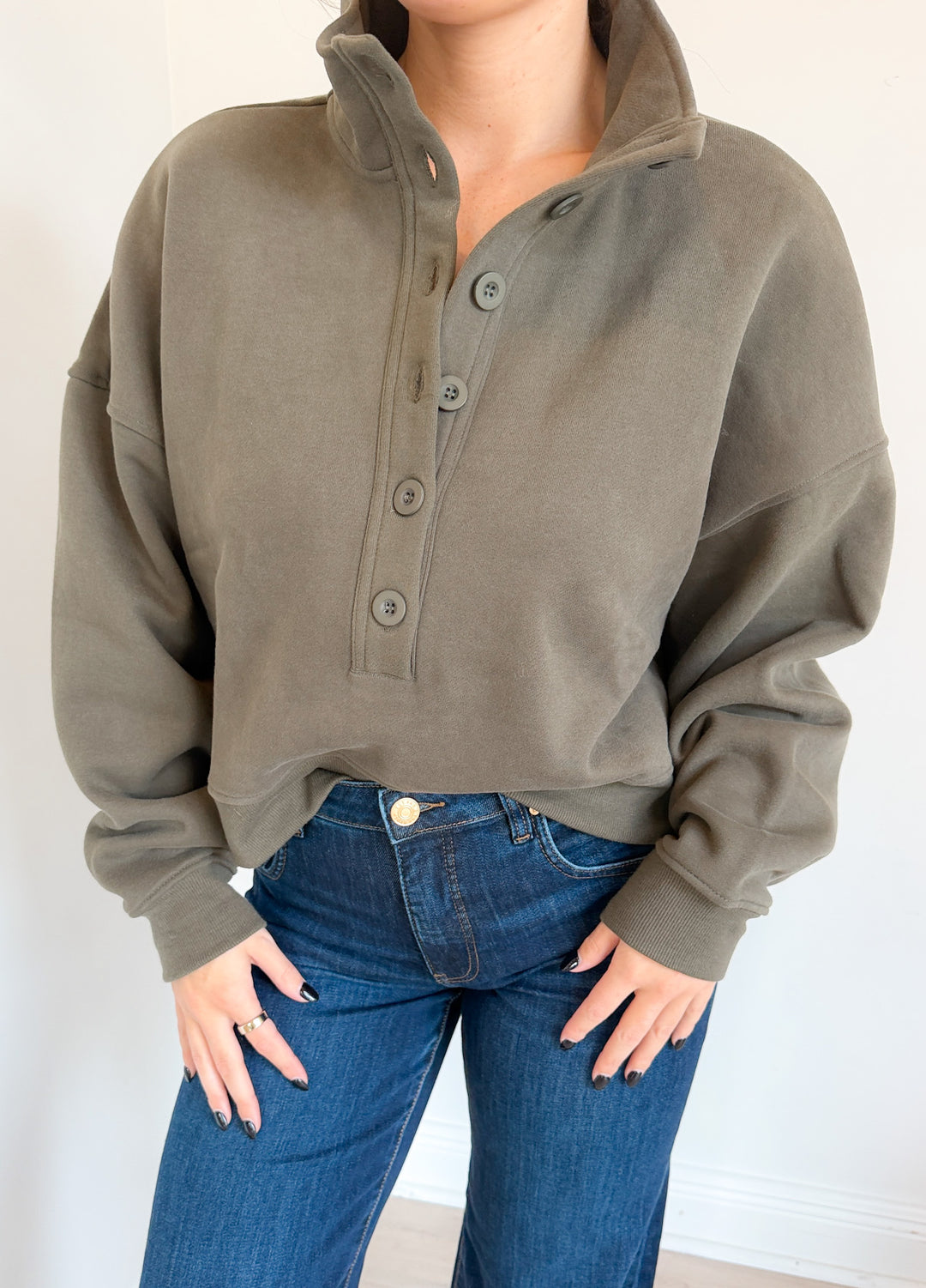 Malta Fleece Mock Neck Button Up