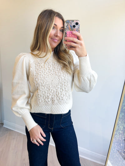 Crochet Square Bishop Sleeve Sweater