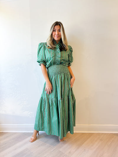 Floral Tier Smock Maxi Skirt