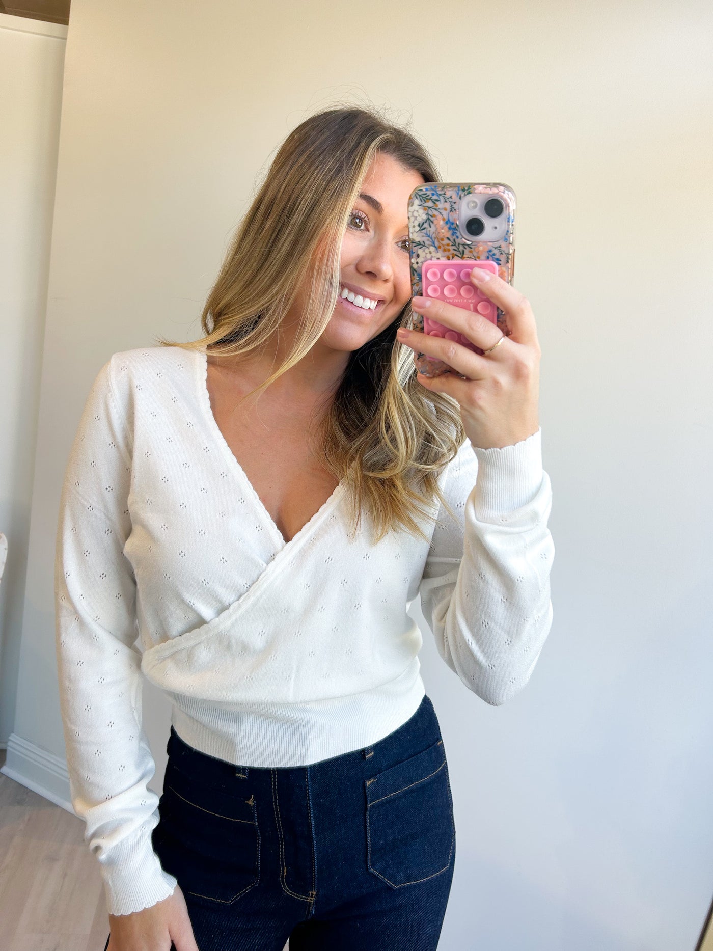Gemma Pointelle Criss Cross Sweater