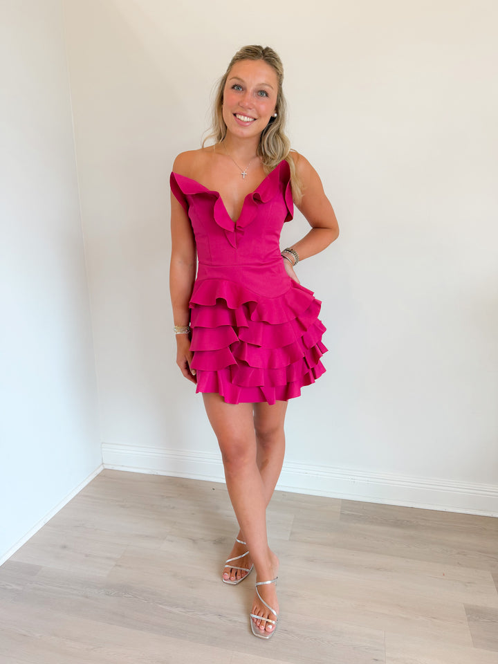 Liora Strapless Tiered Ruffle Mini Dress