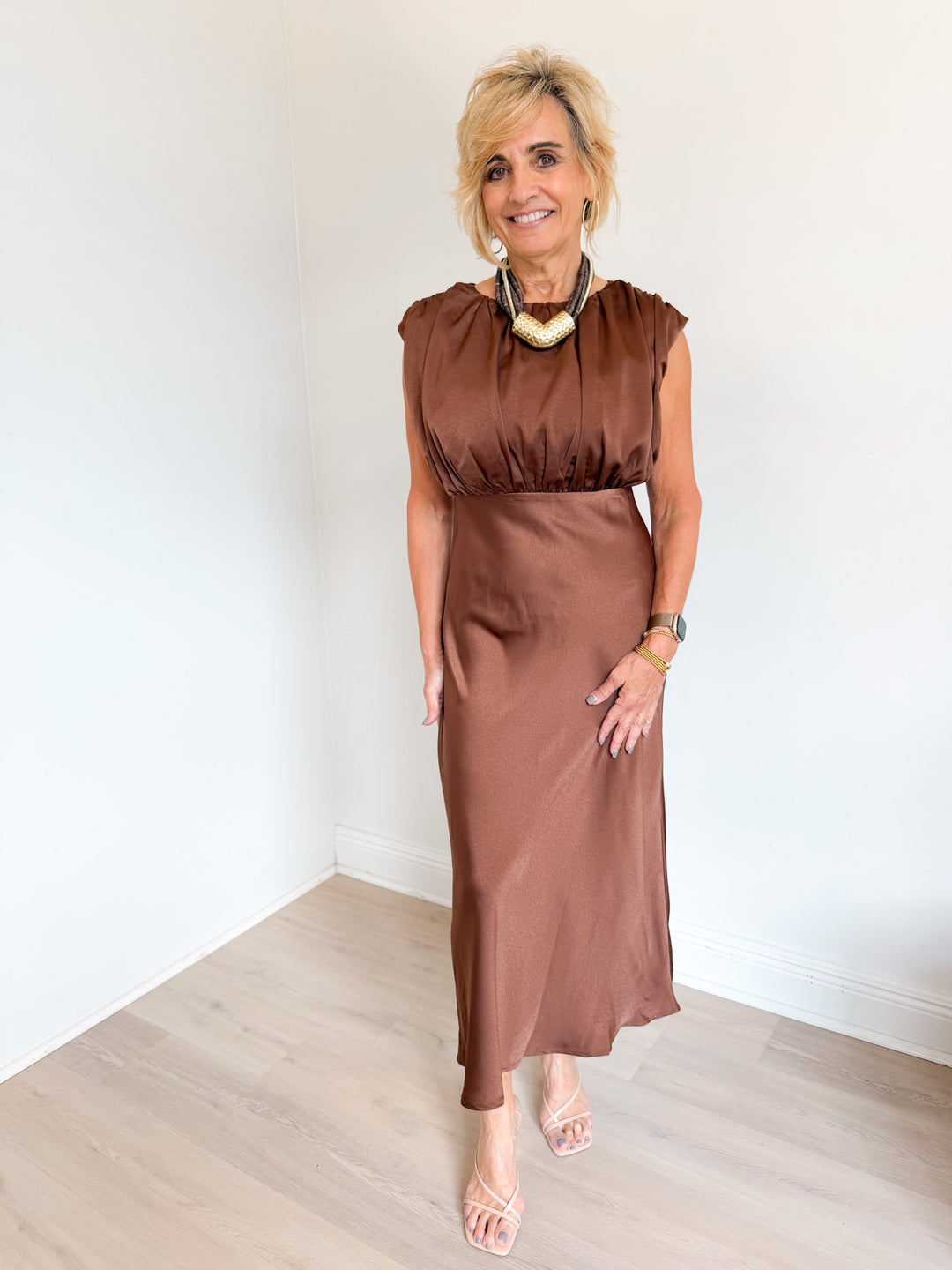 Melanie Satin Midi Dress
