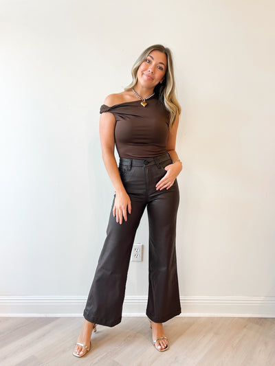 Meg High Rise Wide Leg Denim Chocolate