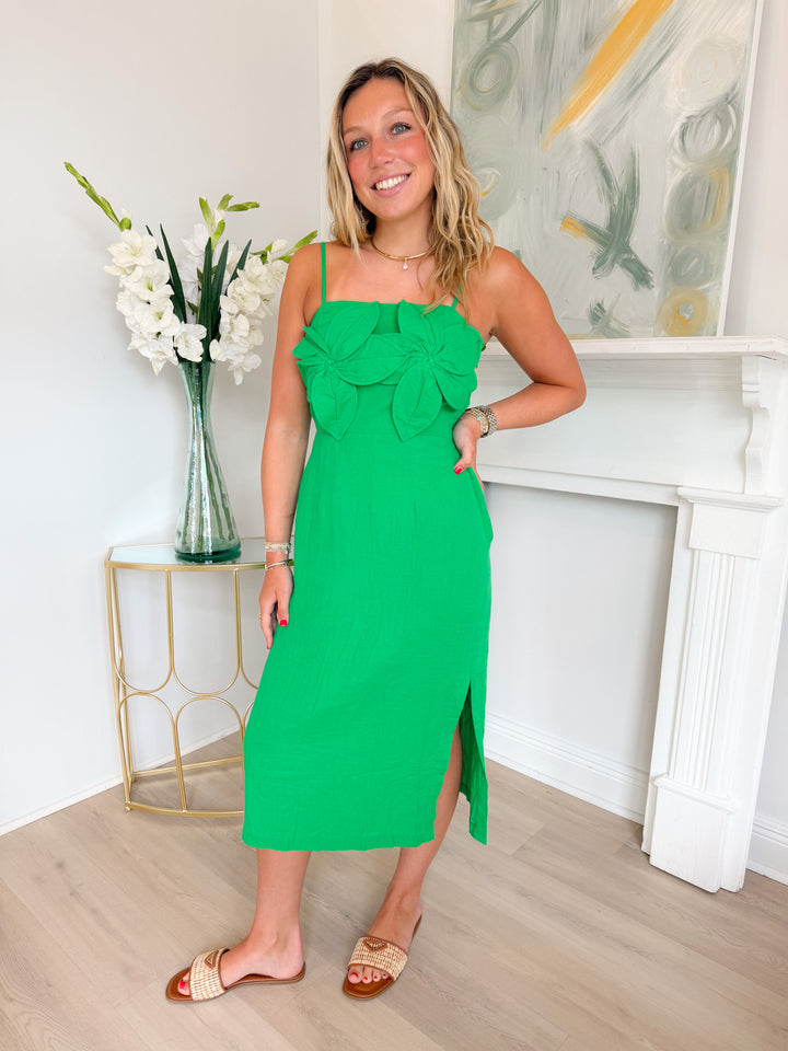 Adeline 3D Owers Cotton Midi Dress
