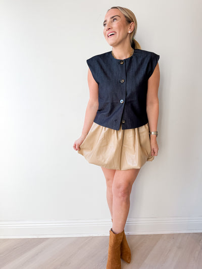Jamie Faux Leather Mini Bubble Skirt