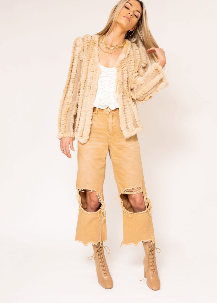 Kenz &amp; Gray Fur Jacket Light Beige